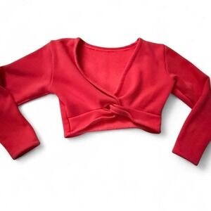 Pink Long Sleeve‎ Twist Crop Top Fuji's Style